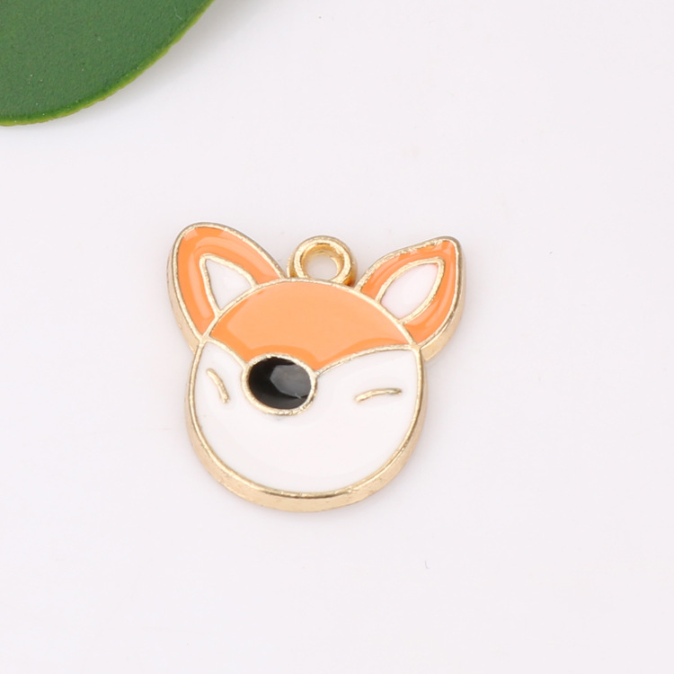 Creative ins Cute Girl and Boy Cartoon Fun Series KC Golden oil-dripping Alloy Small Pendant bracelet Pendant detail image 4