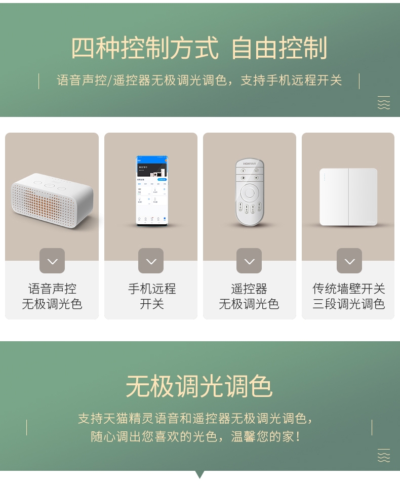 Hongyan bedroom lamp, ceiling lamp, smart lighting fixture, Xuanying Series 140W Application Scenario