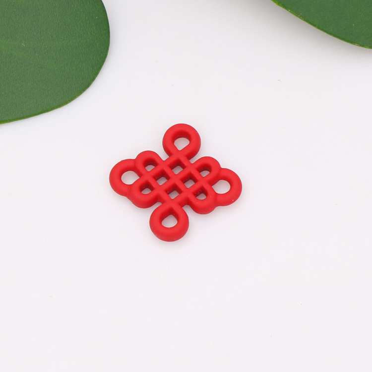 Chinese-style diy jewelry accessories. Gold-plated, spray-painted red alloy festive Chinese knot double fish earrings pendant Specification image