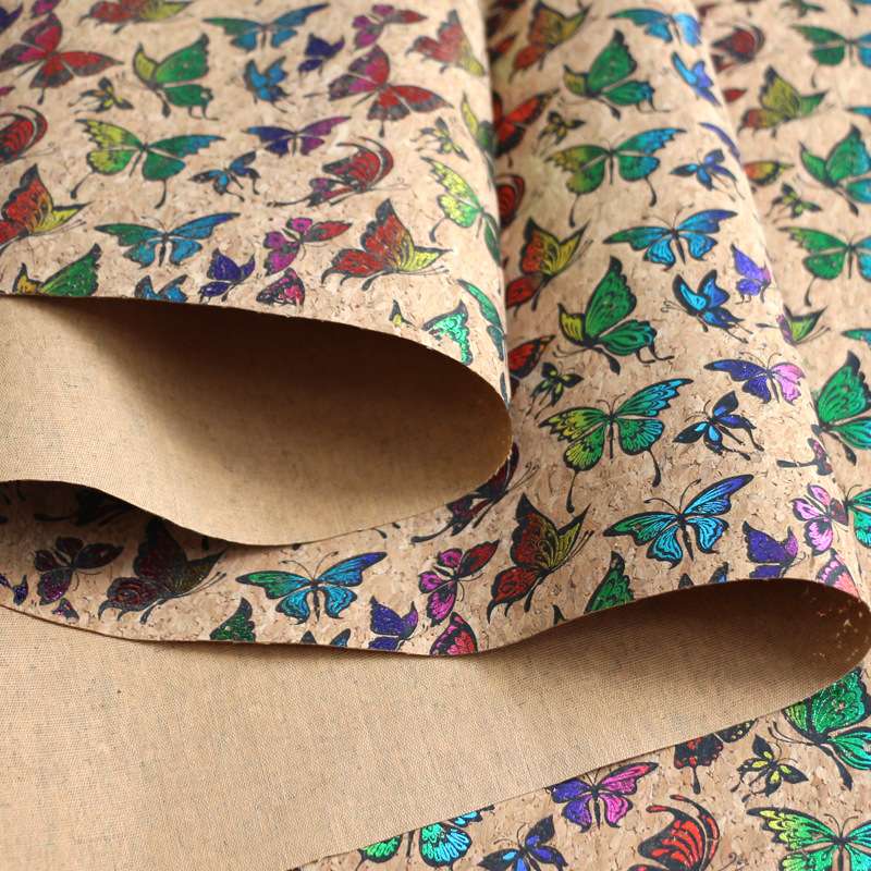 Cork leather supports custom printed wood grain oak fabric, wood grain fabric, handcrafted DIY eco-friendly leather detail image 3