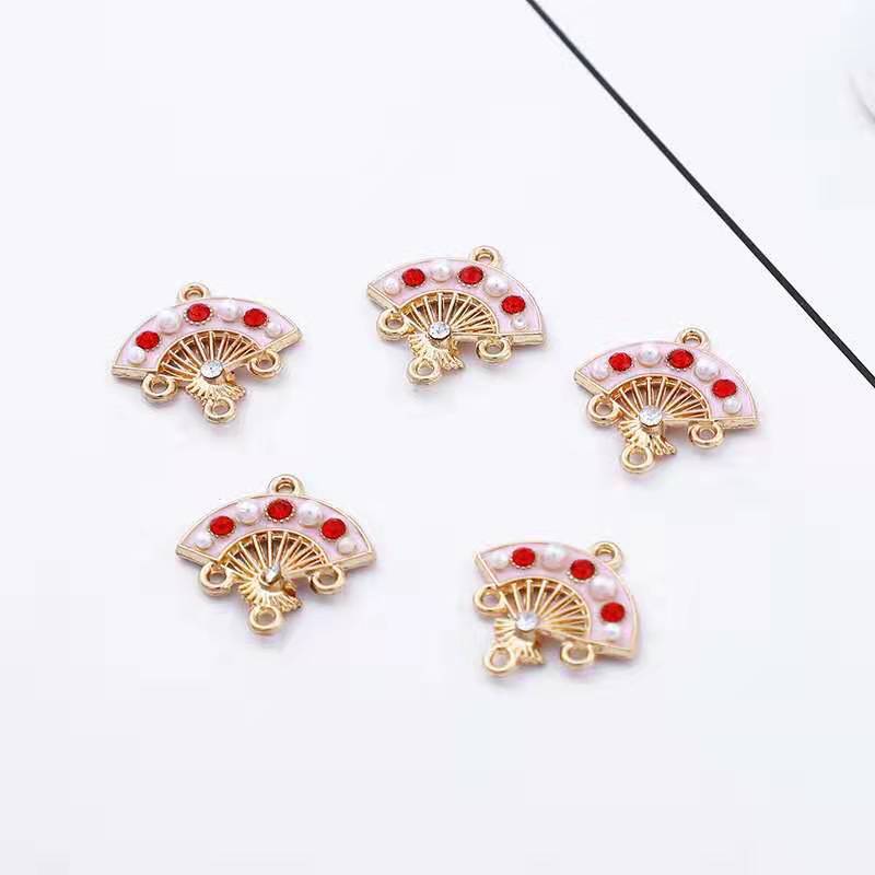Handcrafted jewelry accessories, alloy oil-dripping, materials for Peking Opera flower actress fans, pendants, earrings, earrings and pendants Specification image