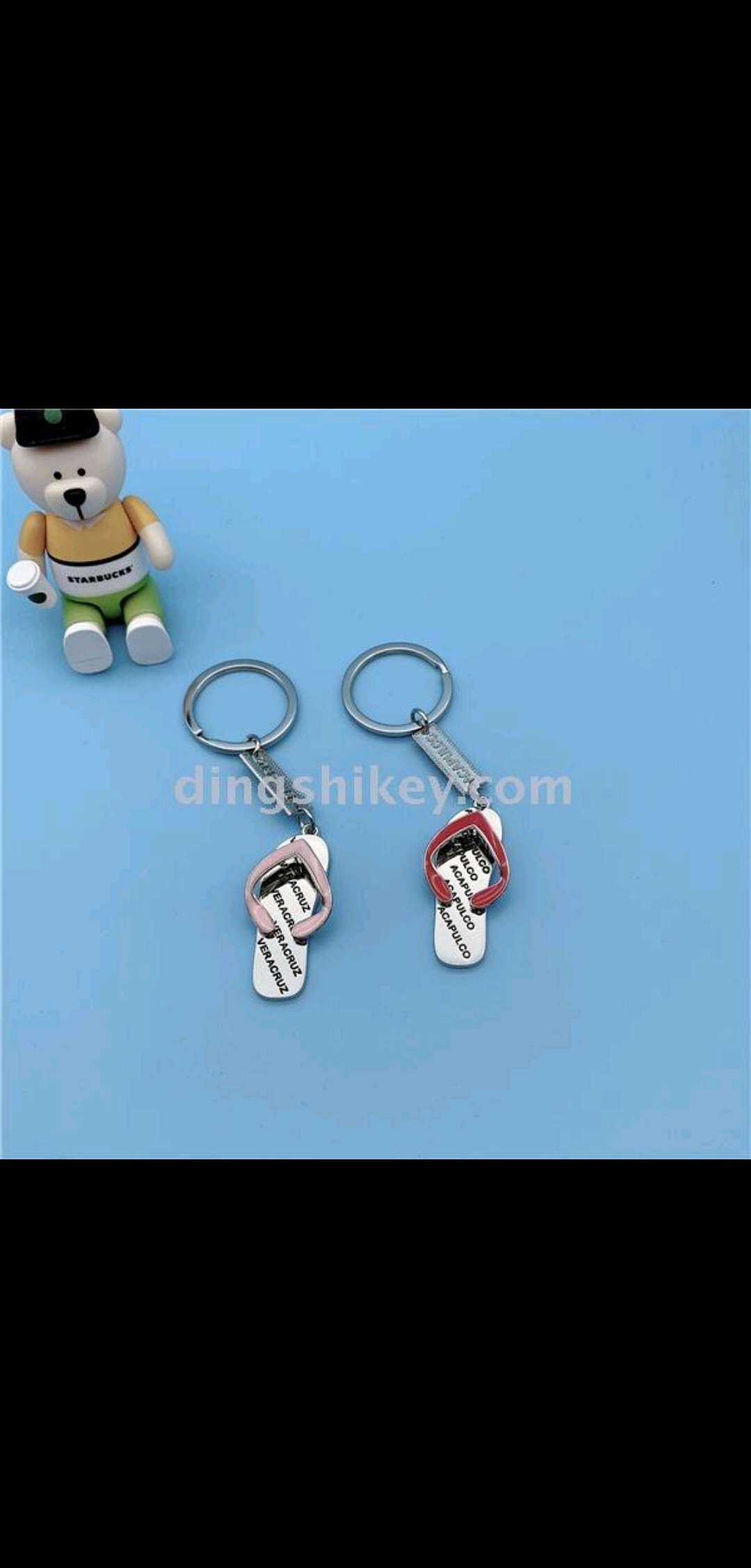 Zinc alloy slippers keychain with brand name detail image 4