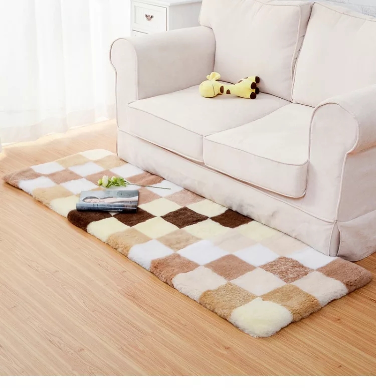兔毛方格地垫