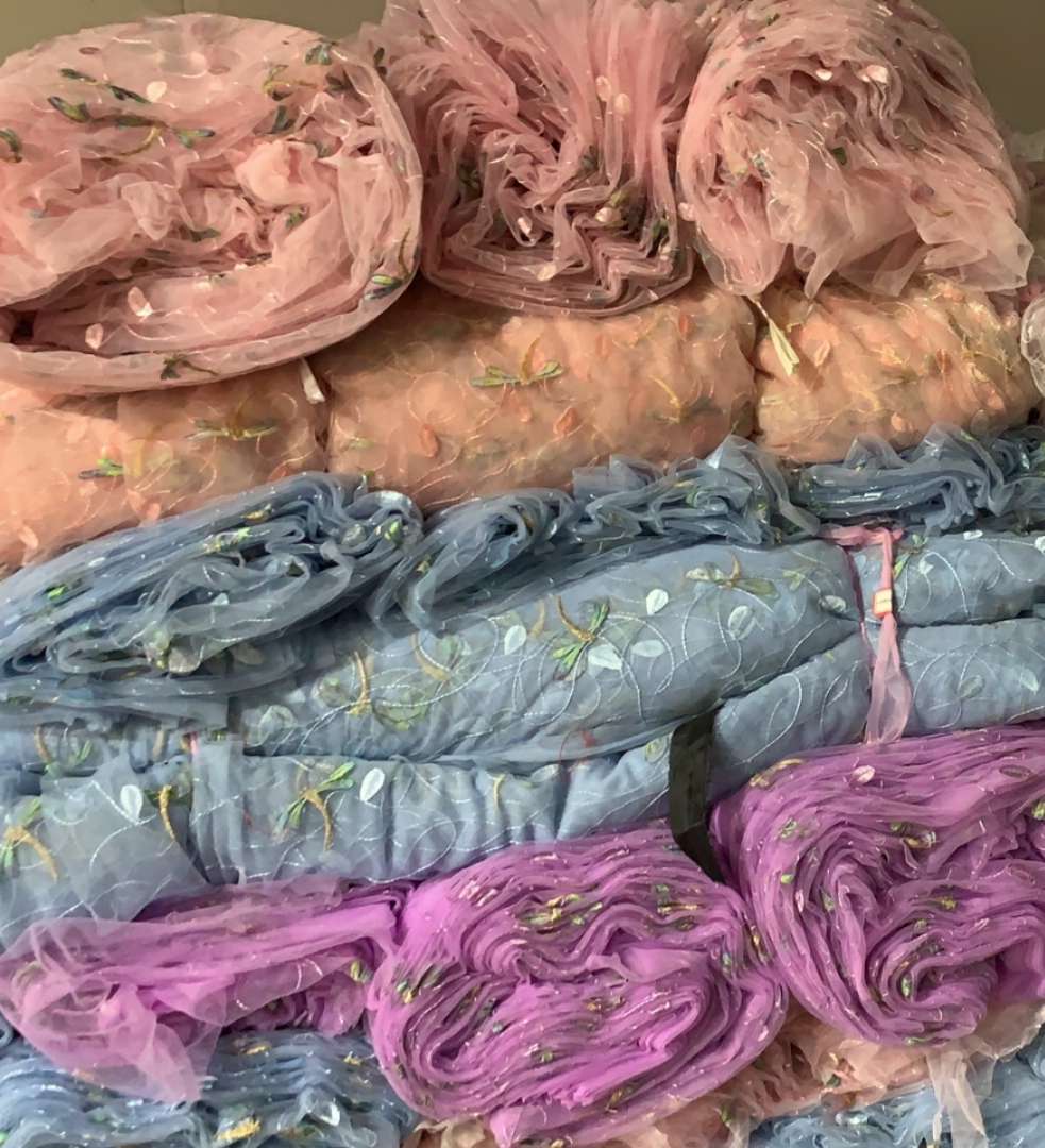 Factory direct sales of mesh fabric, lace embroidery, dragonfly three-dimensional flower ordering, Hanfu embroidery fabric, computer embroidery fabric undefined