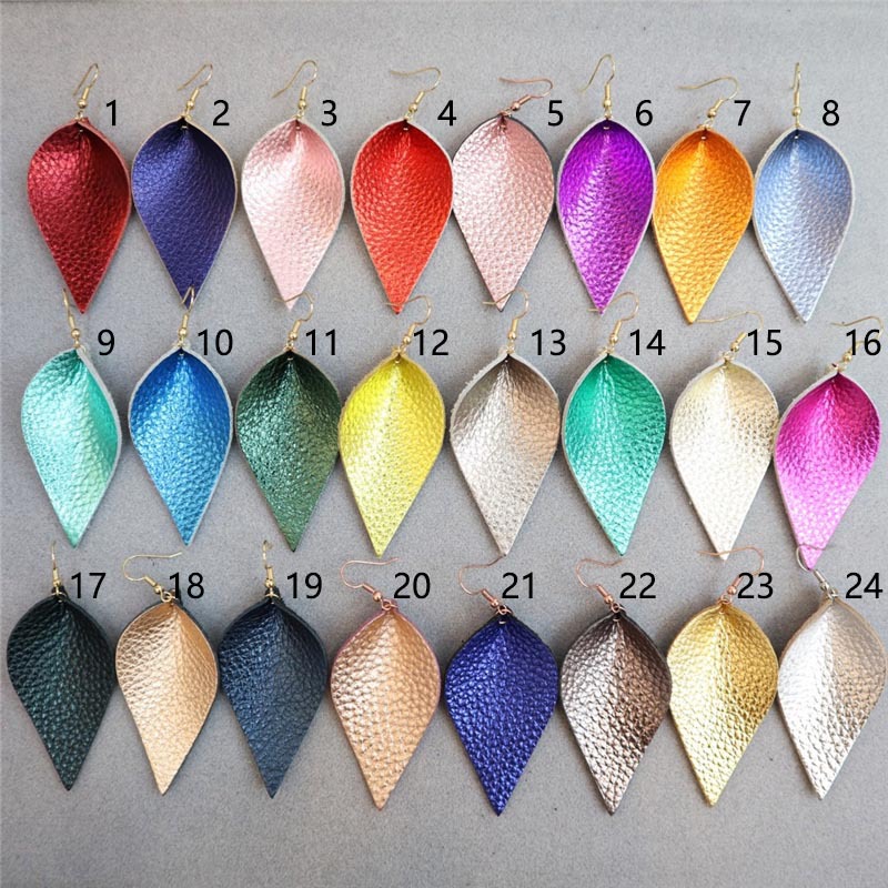 牛皮荔枝纹树叶耳环款
100多个颜色产品图