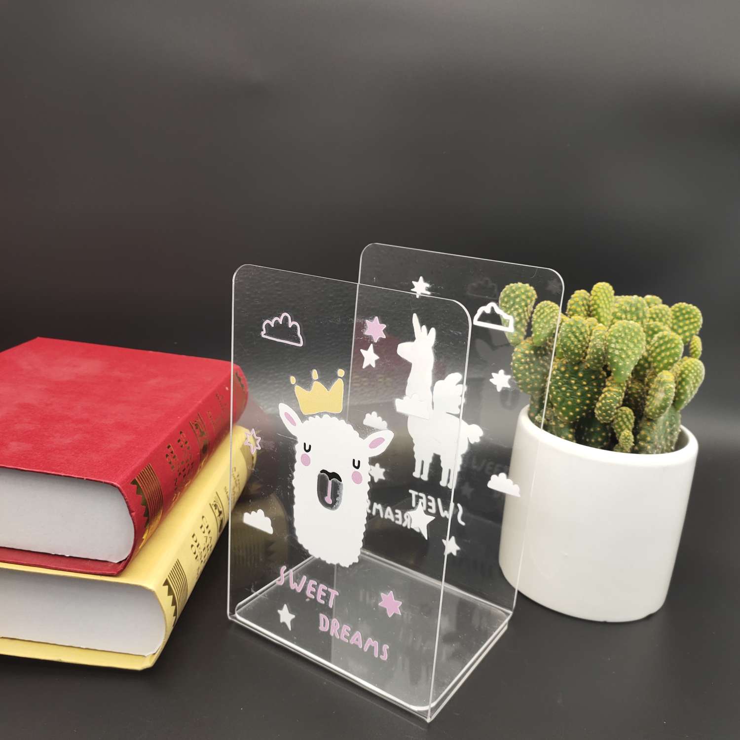 Transparent acrylic alpaca bookcase undefined