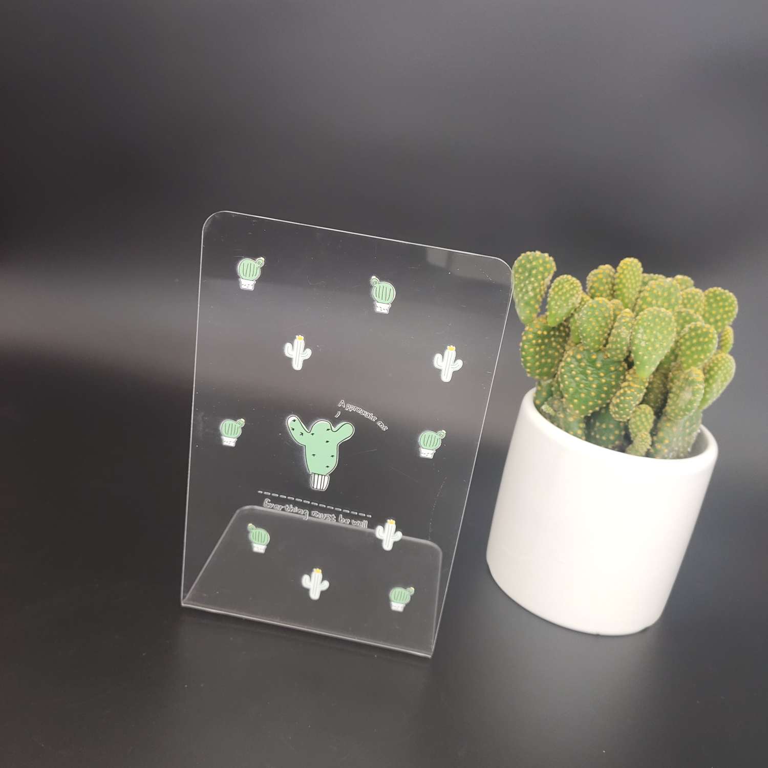 Acrylic cactus transparent bookstand Specification image
