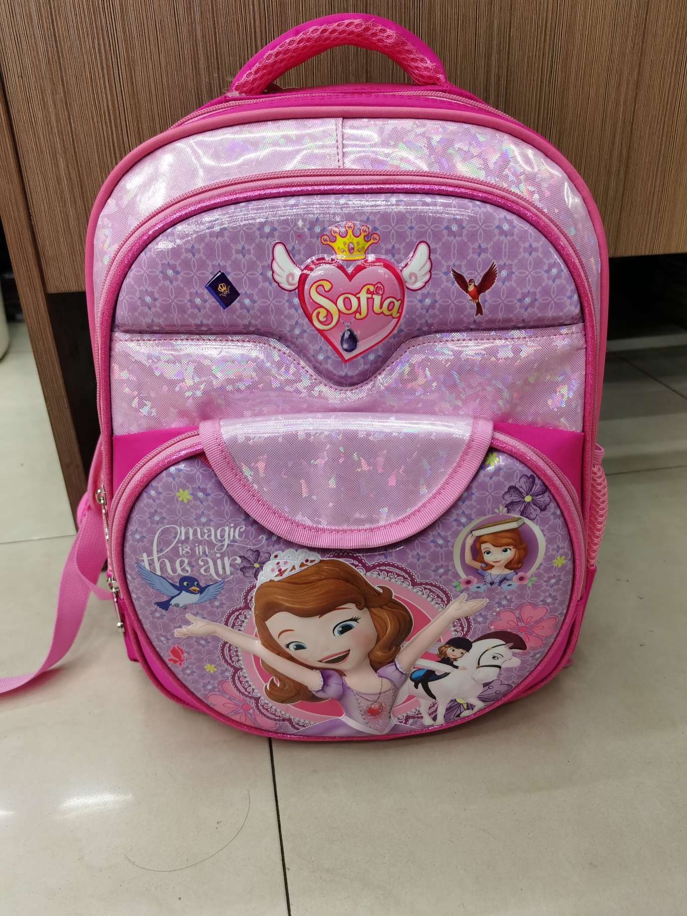 16 Inch Leather Bag With Floral Pieces