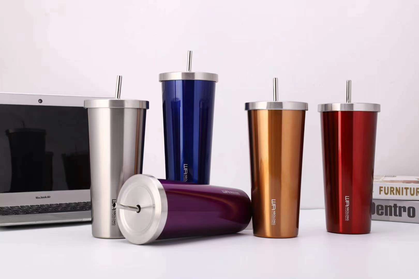 万宝隆优质不锈钢真空保温新款吸管咖啡杯详情图1