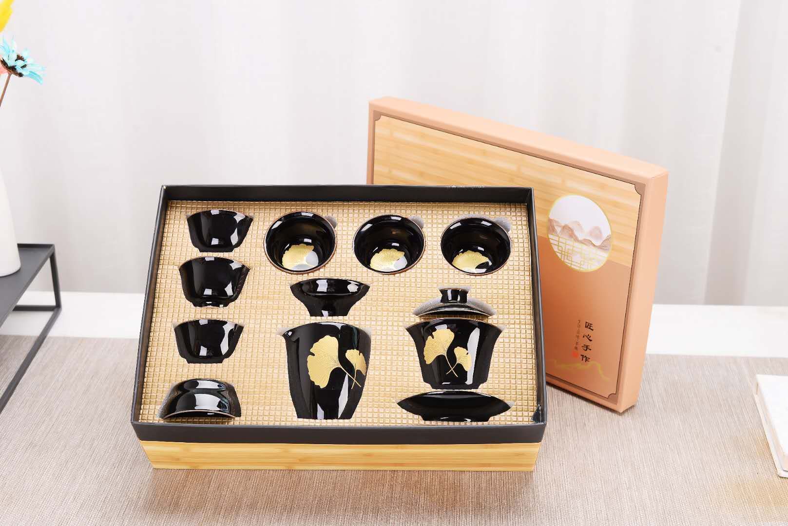Tea set with 10 head wood leaf breviscapes thumbnail