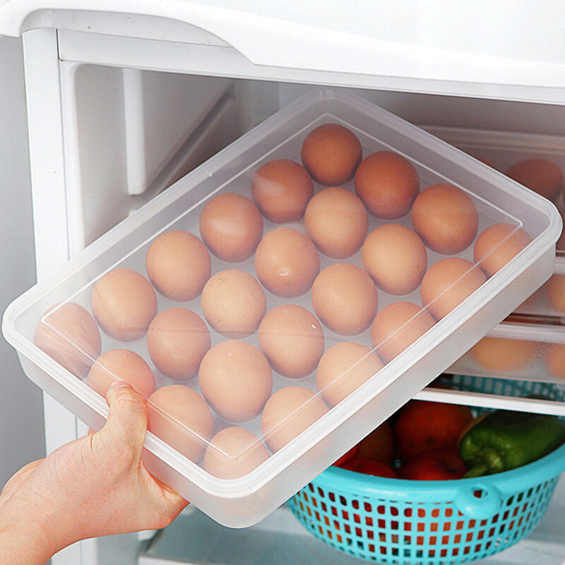 【鸡蛋收纳盒塑料蛋托冰箱鸡蛋保鲜盒鸡蛋收纳盒带盖  带八 8911详情图7