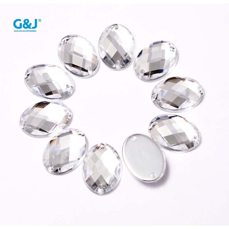 Imitation Taiwan diamond DE10X14MM oval turtle surface double hole 1000 set white acrylic diamond oval mesh surface double hole drill turtle surface double hole drill double hole drill Wedding dress, evening dress, hat and clothing hand-sewn drill undefined