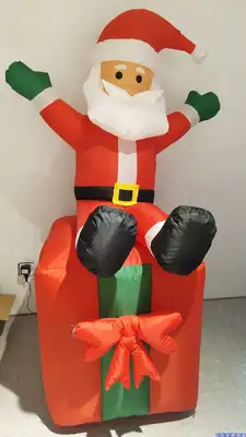 Christmas gift 9123 manufacturer's direct sale authentic Christmas decoration luxury decoration inflatable Santa Sitting gift bag with transformer and fan thumbnail