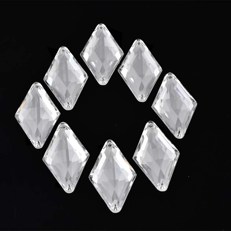 L9*15 rhombic pointed double-hole white, 2000/ package, factory wholesale acrylic rhombic colored hand-sewn drill, rhombic flat-bottom double-hole drill, clothing accessories and water drill Specification image