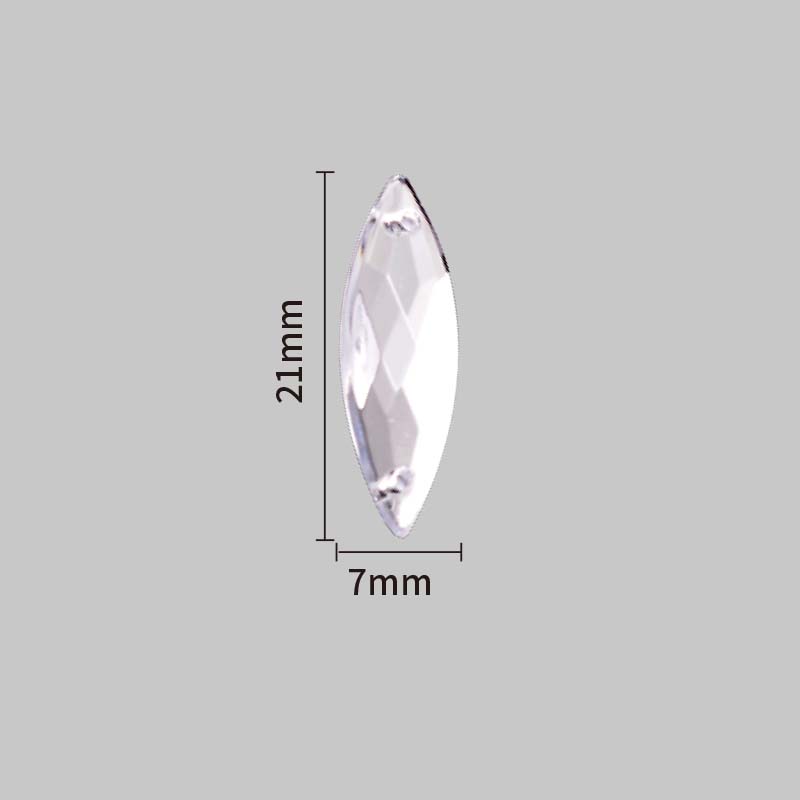 Imitation Taiwan PE7*21 horse eye pointed head double hole white 2000 per pack imitation Taiwan acrylic flat net horse eye double hole drill, direct sales from the manufacturer of DIY shoe, bag and clothing accessories Application Scenario