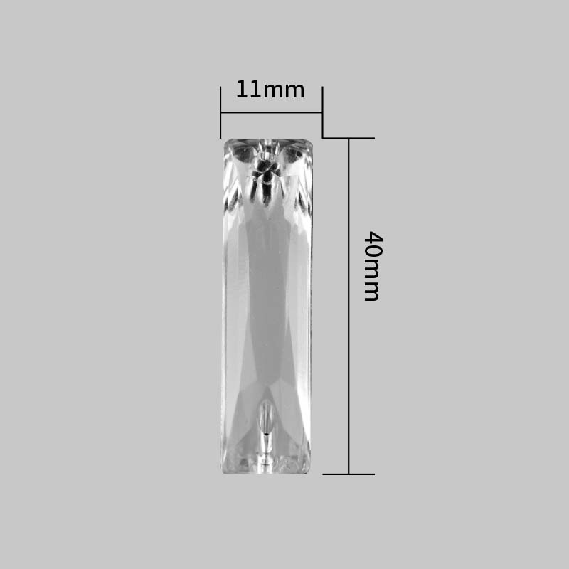 FM8*24 long strip right-angle flat double-hole 500 sets/packs, imitation Taiwan acrylic drill 5*10-10*40 long strip flat double-hole clothing, wedding dress, shoes, hats, headwear hand-sewn drill factory Specification image