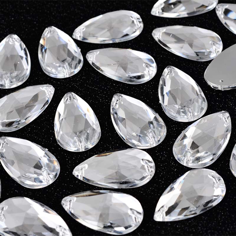 Water drop HV10.5*18MM 500/ bag DIY clothes, shoes, bags accessories acrylic drill hand-sewn drill White drill colored water drop pointed surface flat bottom double-hole drill hand-sewn drill details Picture