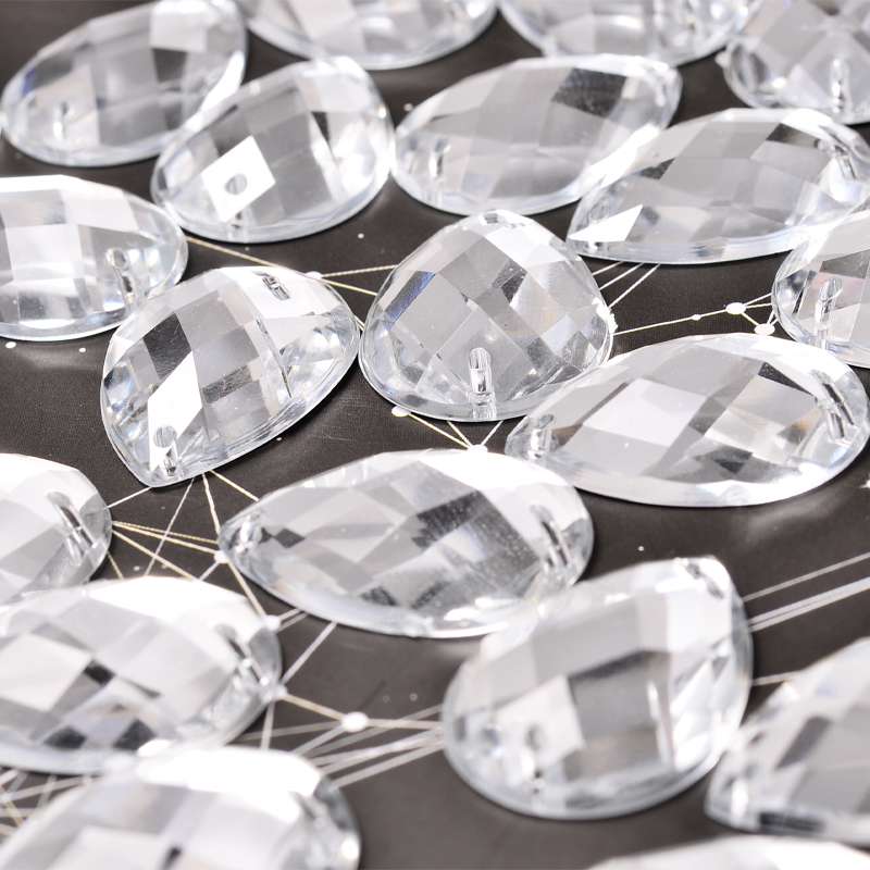 DIY饰品配件仿台湾亚克力钻18*25MM水滴平底钻 双孔龟面厂家批发 200装/包产品图