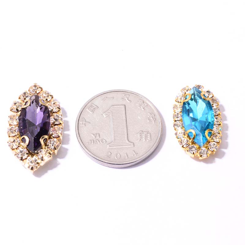 Inside, drill 7*15MM water drill with a circle, white horse eye glass claw drill, claw chain, edge crystal buckle, hole, hand-sewn drill. diy clothing and wedding dress accessories Specification image