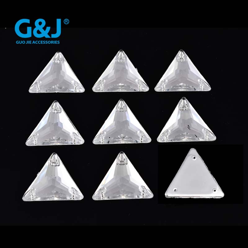 Wholesale of hand-sewn acrylic diamond for clothing and accessories, featuring 16*16mm triangular three-hole equilateral triangular sequins, 500 pieces details Picture