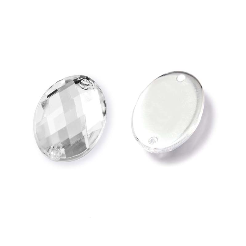 Imitation Taiwan diamond DE10X14MM oval turtle surface double hole 1000 set white acrylic diamond oval mesh surface double hole drill turtle surface double hole drill double hole drill Wedding dress, evening dress, hat and clothing hand-sewn drill details Picture