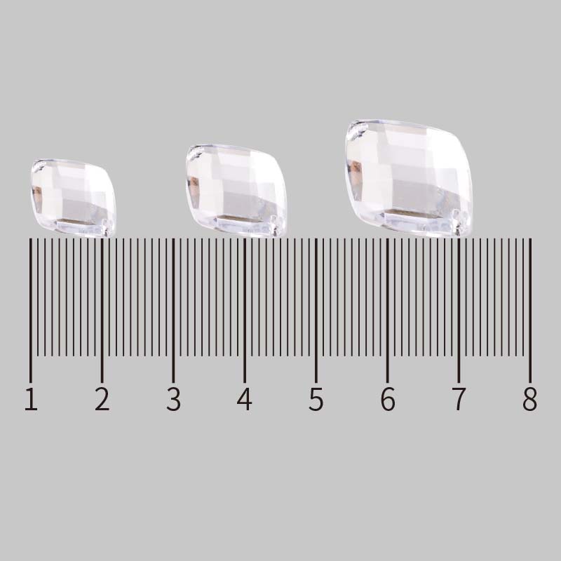 台湾13X16MM棱形龟面格面双孔500装亚克力钻 菱形网面平底钻双孔 棱形龟面钻产品图