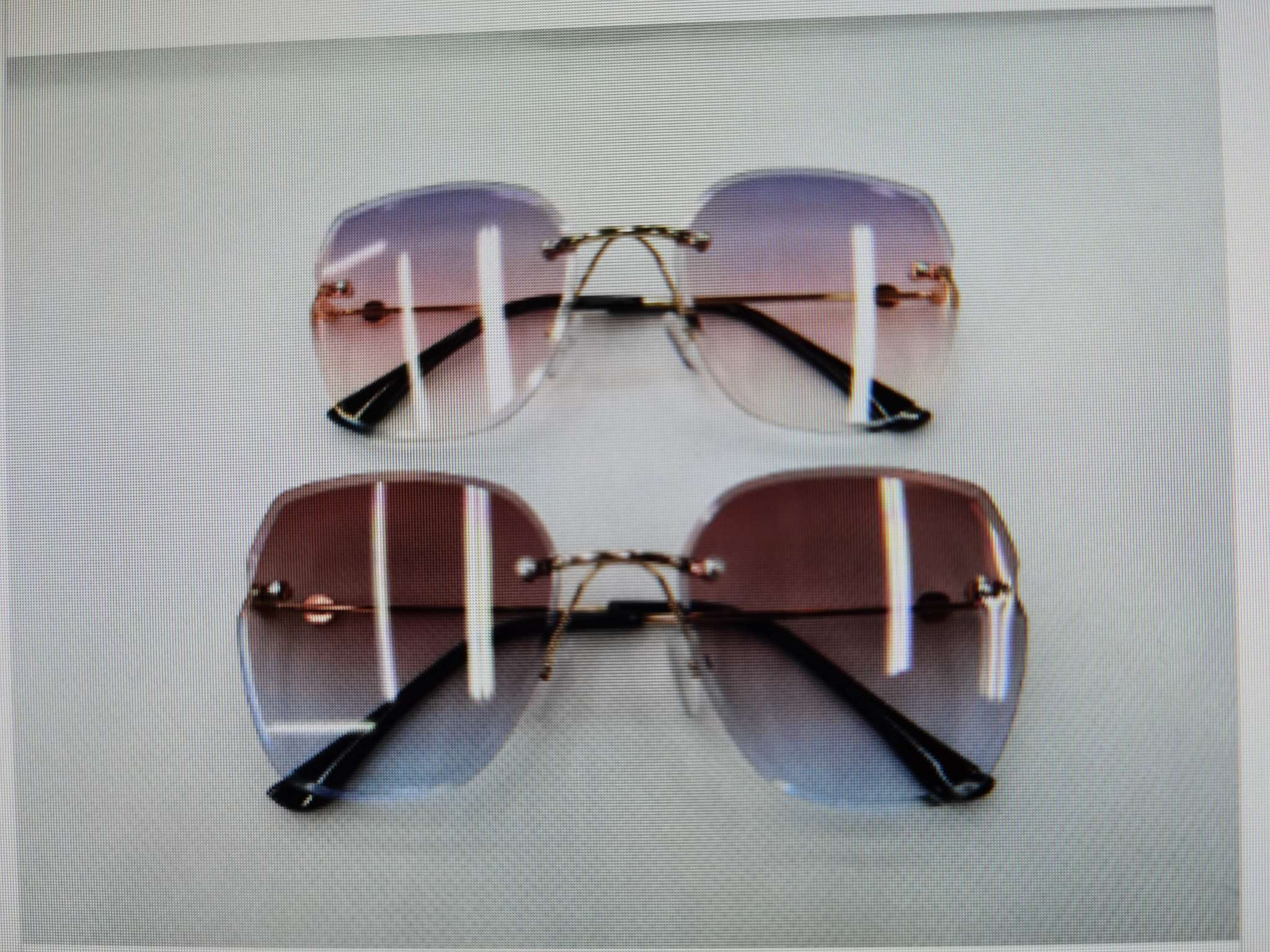 NC RT-1 Summer New Frameless Women's Sunglasses, fashionable and versatile ocean sunglasses, European and American Aviator sunglasses (multi-color mixed lenses) detail image 1