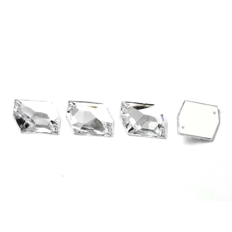 Irregular-shaped hand-sewn drill 16*21mm, ice cube white, 500 pieces, flat bottom, irregular-shaped hand-sewn drill, glass double-hole drill, high-end shoe accessory drill, super sparkling white drill Specification image