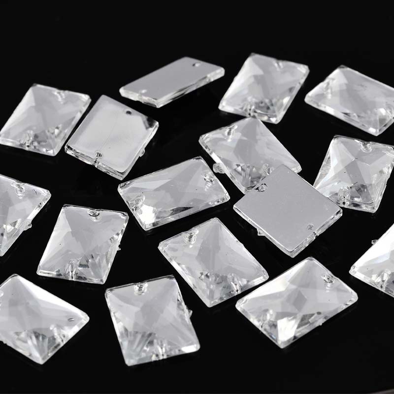 Model FW10*14 rectangular satellite face double-hole white 1000-piece acrylic rectangular satellite face flat-bottom double-hole drill for clothing accessories, shoe ornaments, decorative materials, water drill Specification image