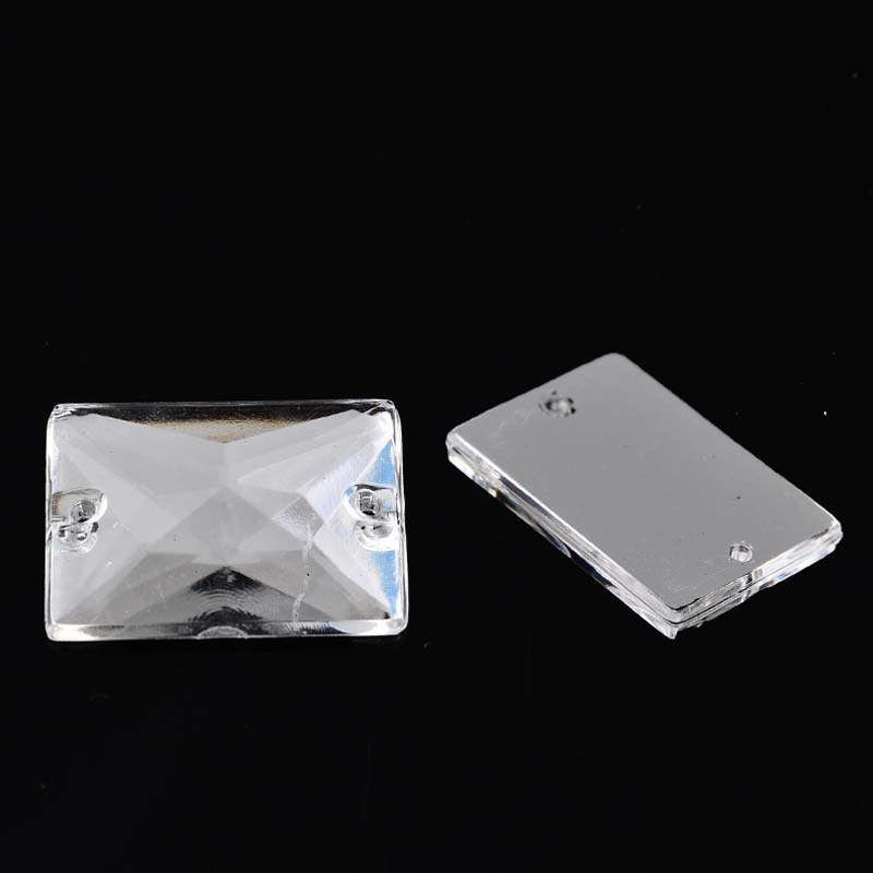 Model FW10*14 rectangular satellite face double-hole white 1000-piece acrylic rectangular satellite face flat-bottom double-hole drill for clothing accessories, shoe ornaments, decorative materials, water drill details Picture