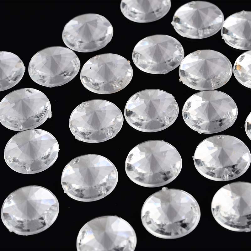 DIY wedding dress and clothing accessories: 1000 sets of circular satellite surface double-hole acrylic drill with hand-sewn circular satellite surface imitating the flat surface of Taiwan