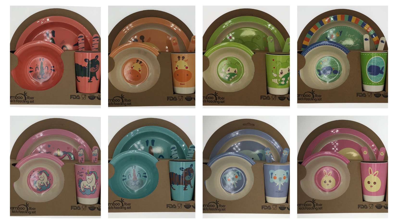 竹纤维儿童餐具，环保卡通餐具可爱餐具产品图