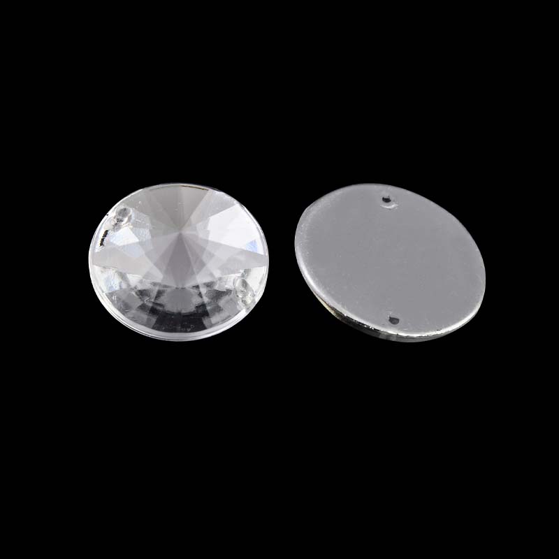DIY wedding dress and clothing accessories: 1000 sets of circular satellite surface double-hole acrylic drill with hand-sewn circular satellite surface imitating the flat surface of Taiwan undefined
