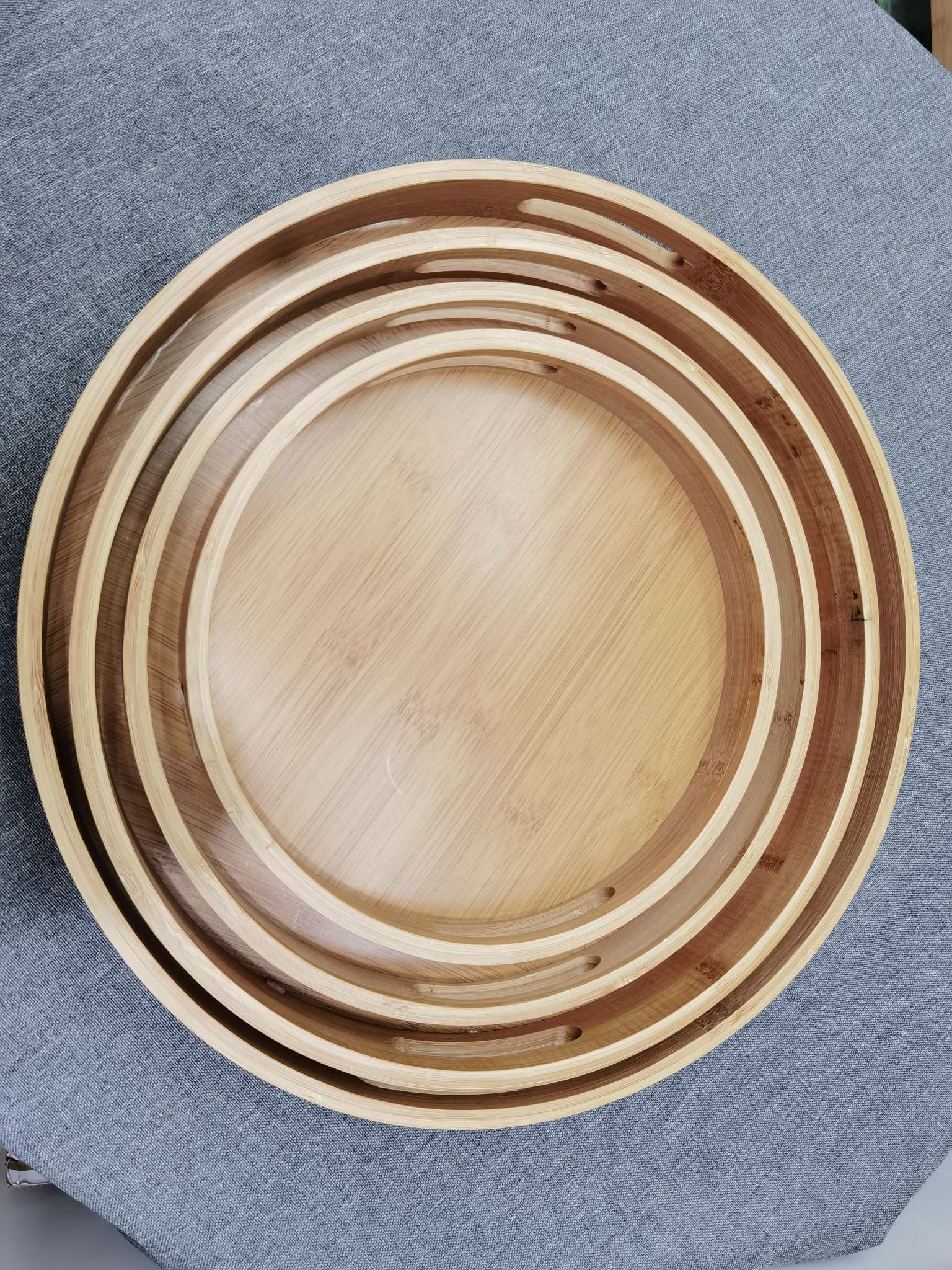 Bamboo round plates, tea trays details Picture