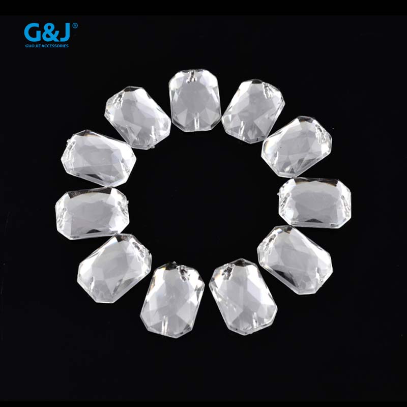 Model FD10*14 rectangular chamfered double hole, white 1000/ pack, imitation table drill chamfered rectangular octagonal flat back double hole acrylic hand-sewn drill, clothing, shoes and bag accessories Specification image