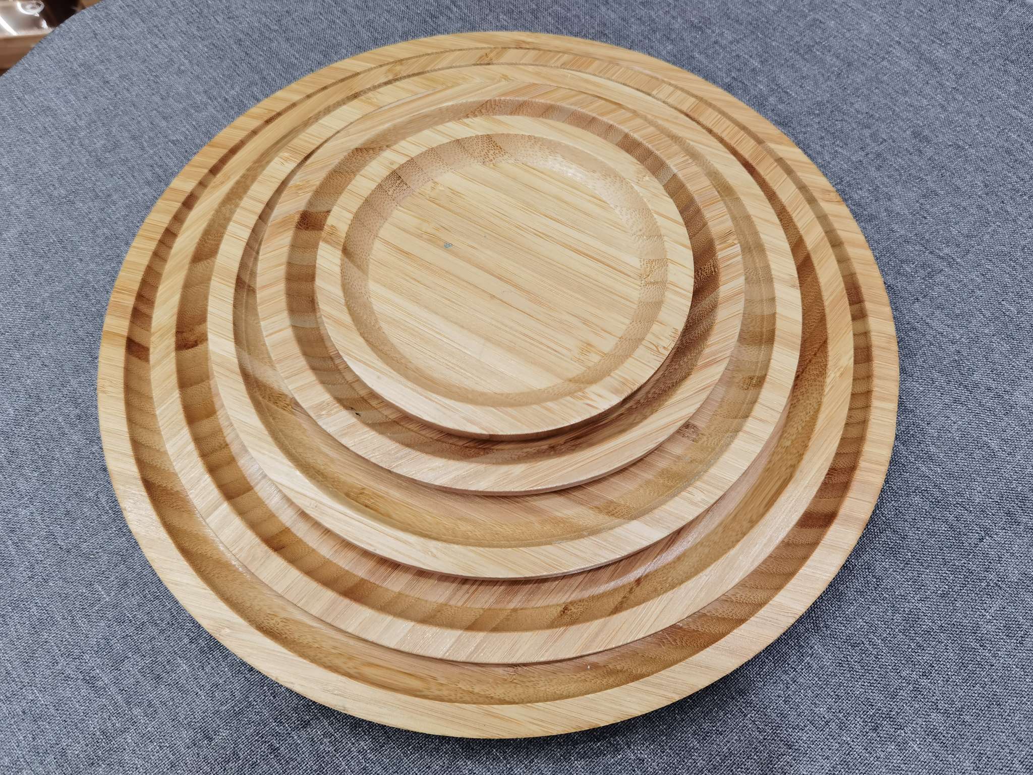 竹制托盘茶盘点心盘竹盘各种尺寸侧压圆盘产品图