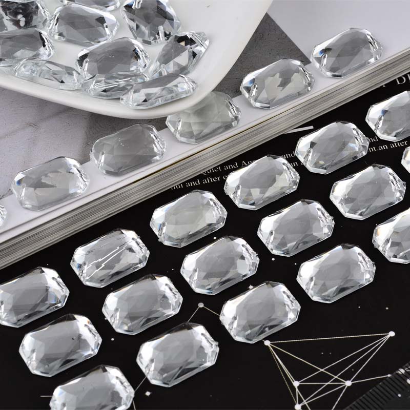 Model FD10*14 rectangular chamfered double hole, white 1000/ pack, imitation table drill chamfered rectangular octagonal flat back double hole acrylic hand-sewn drill, clothing, shoes and bag accessories undefined