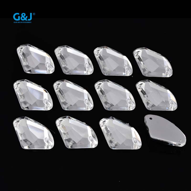 Irregular-shaped hand-sewn diamond 14*19mm ice cube white 1000-piece double-hole Taiwan acrylic clothing diamond wholesale diy applied-on diamond * Item Picture