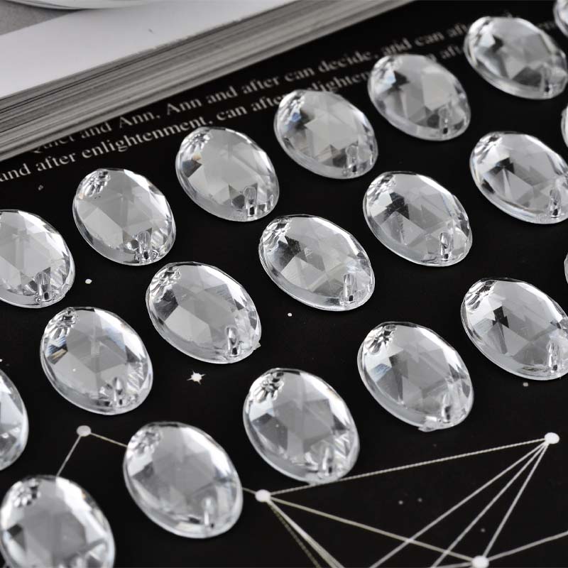 10X14MM size oval egg-shaped double hole chamfered 1000/ pack white flat bottom oval with hole hand-stitched drill, Taiwan acrylic oval drill chamfered oval double hole drill