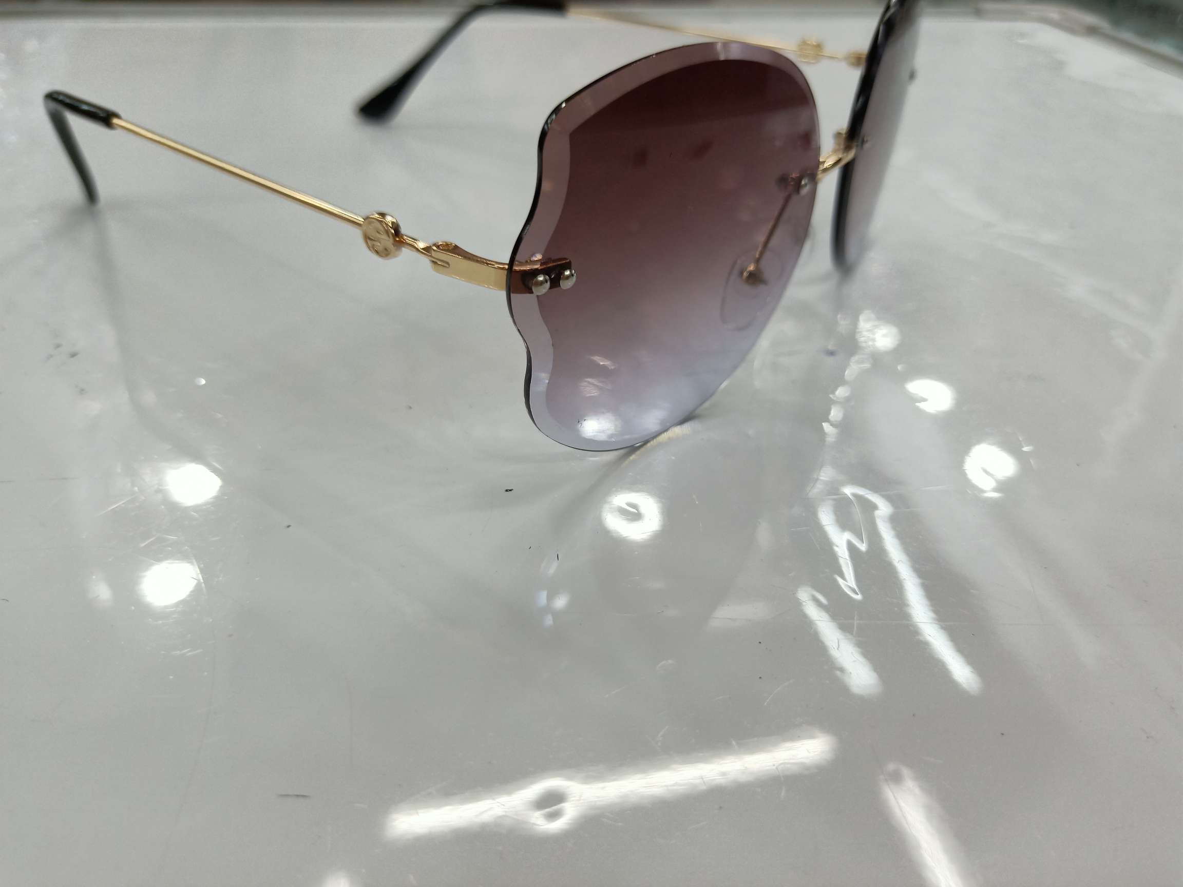 无框切边2019新款韩版潮复古太阳眼镜ins款长圆脸网红街拍墨镜女8012详情图3