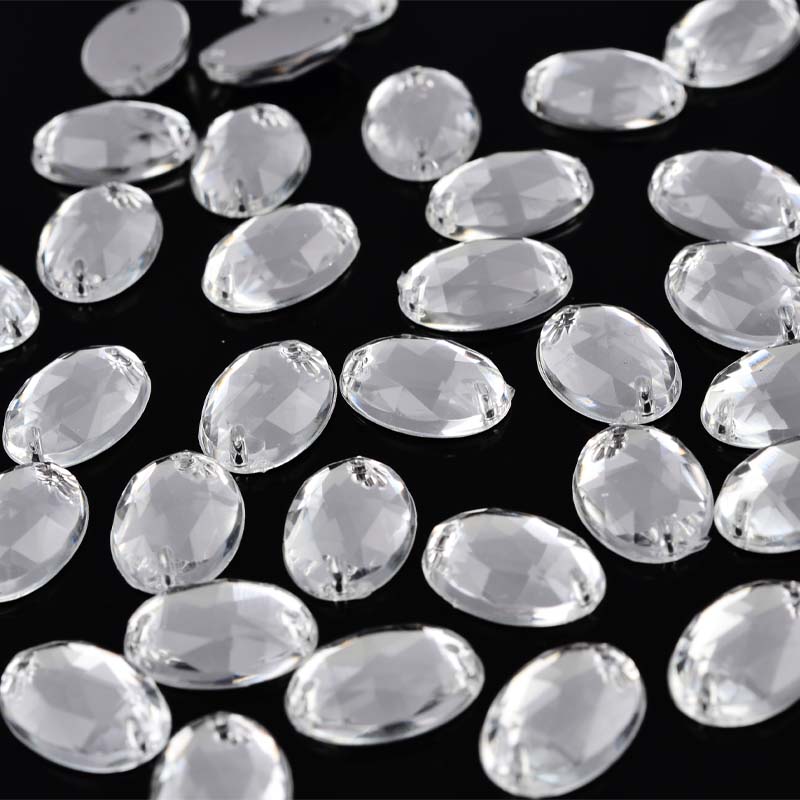 10X14MM size oval egg-shaped double hole chamfered 1000/ pack white flat bottom oval with hole hand-stitched drill, Taiwan acrylic oval drill chamfered oval double hole drill Item Picture