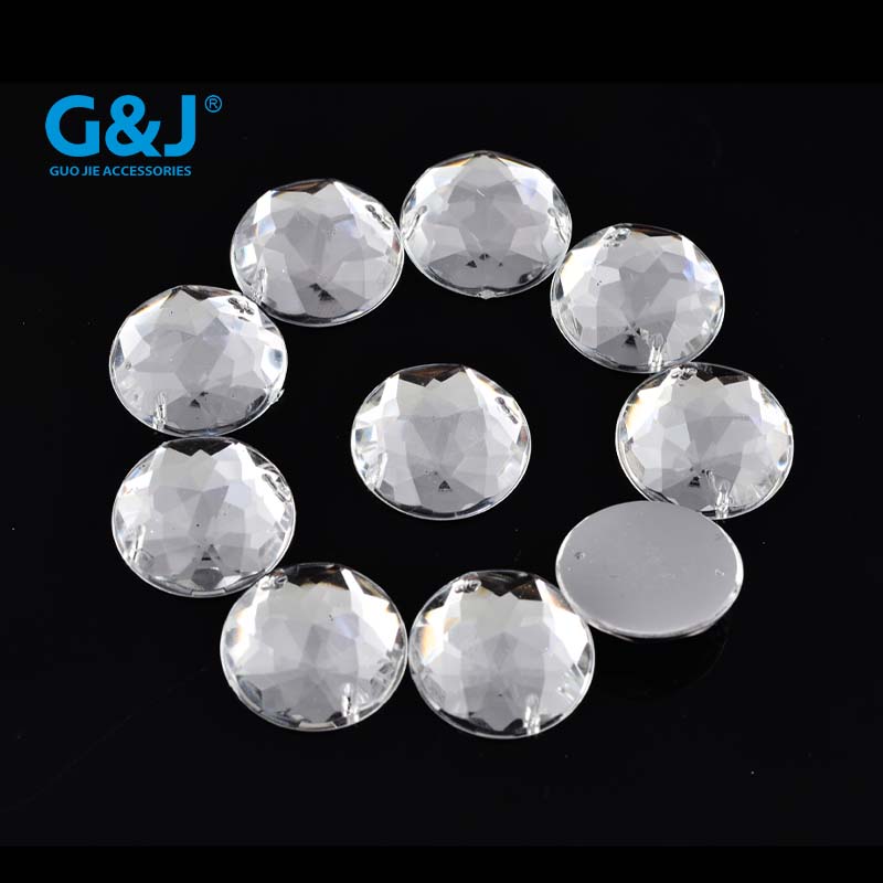 Taiwan acrylic drill D14 round multi-faceted chamfered double-hole white DIY jewelry accessory acrylic chamfered round satellite hand-stitched drill silver-plated base hand-stitched stone flat bottom double-hole pasted drill Application Scenario