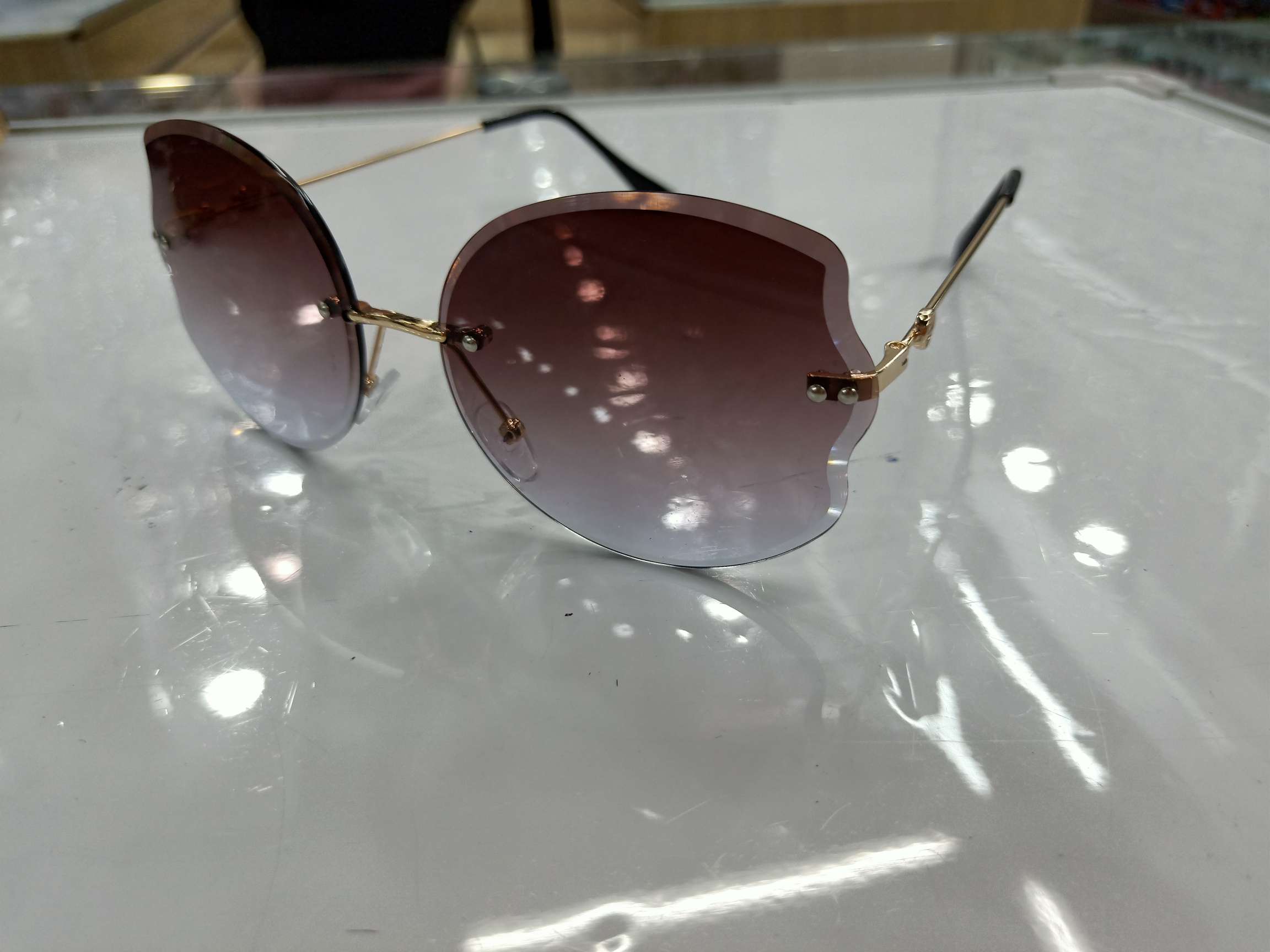 无框切边2019新款韩版潮复古太阳眼镜ins款长圆脸网红街拍墨镜女8012详情图1