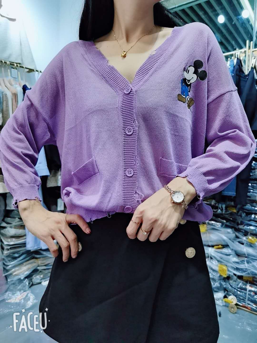 Knit Cardigan Thin Women's 2020 Autumn New Outside Top Large T-Shirt Simple Round Neck Short Sleeve Printing Short Sleeve Simple T Large T-Shirt Simple Round Neck Short Sleeve Printing Specification drawing