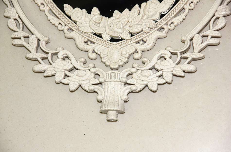 双面翻转圆形复古台式化妆镜 创意纳米白台式镜 塑料镜子细节图