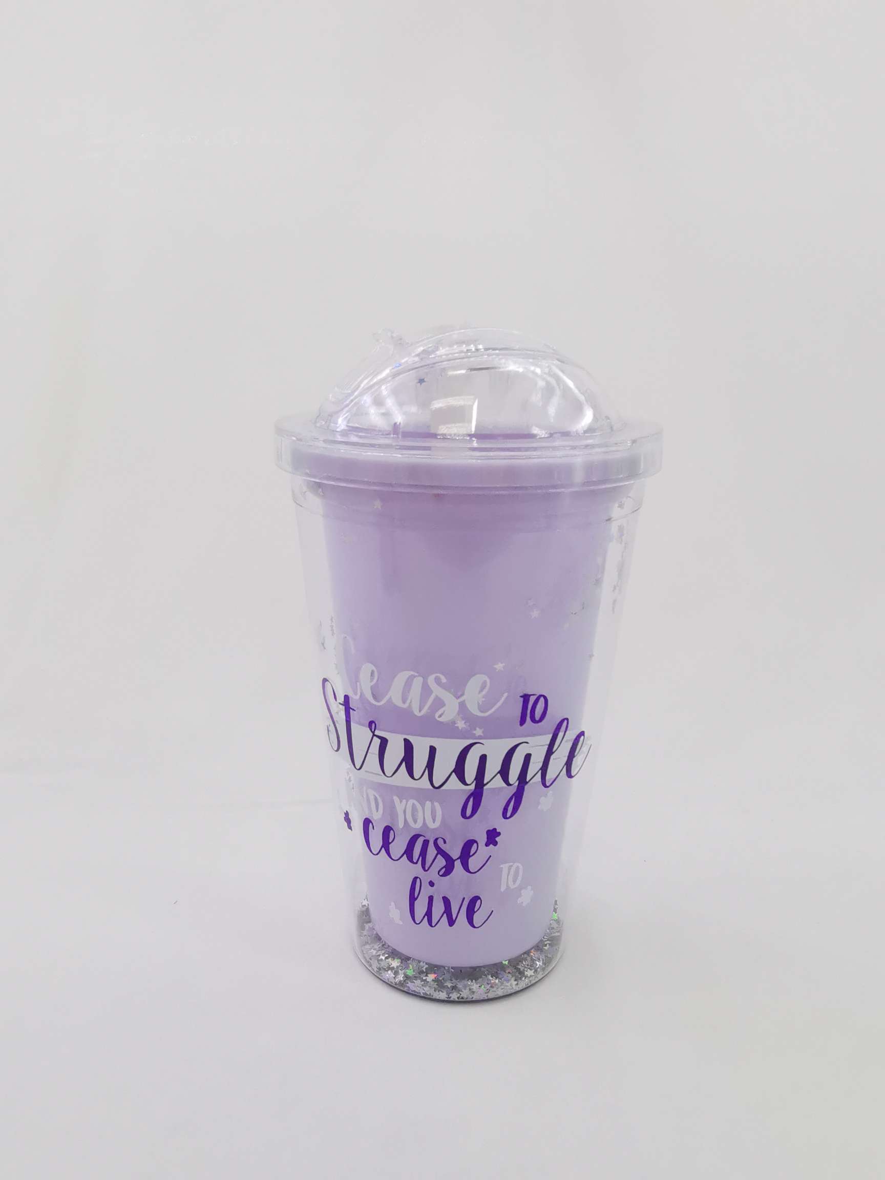 Factory direct sales of double-layer push-lid plastic cups, beverage straw cups, star sequin advertisements, internet-famous cups, and LOGO design detail image 2