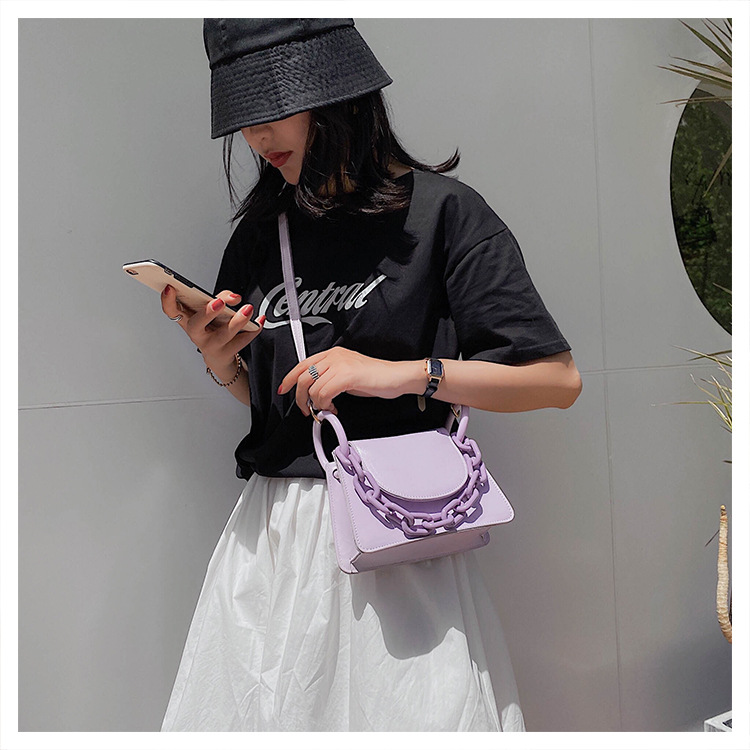 bags women包包2020新款女包潮流斜挎包女时尚单肩包链条手提包白底实物图