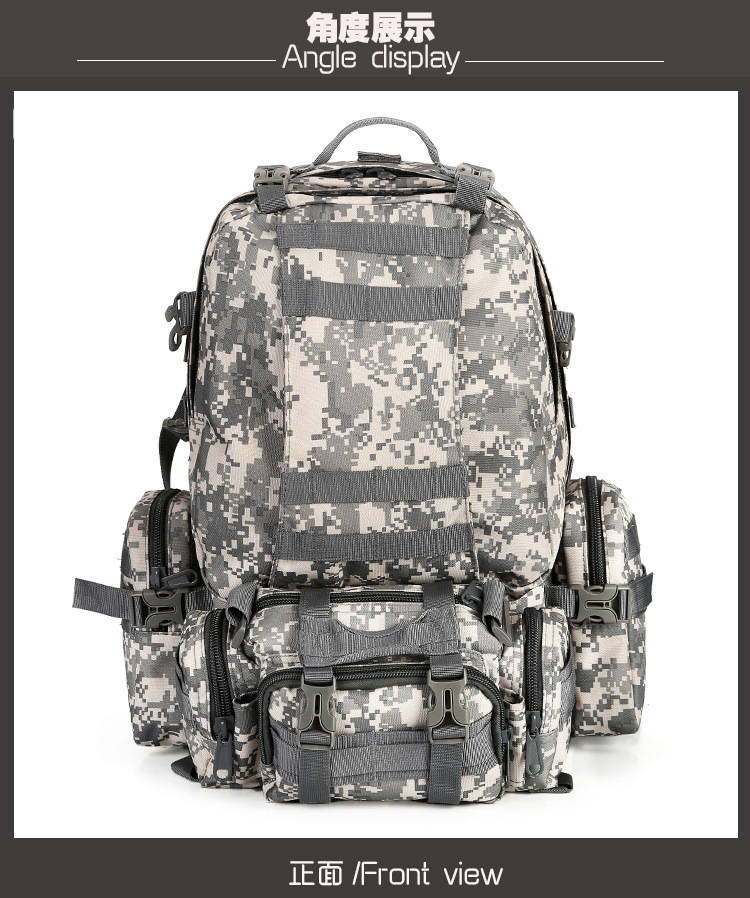 Cross-border exclusive outdoor camouflage bags, waterproof military backpacks, tactical large-capacity travel backpacks, combination backpacks detail image 5