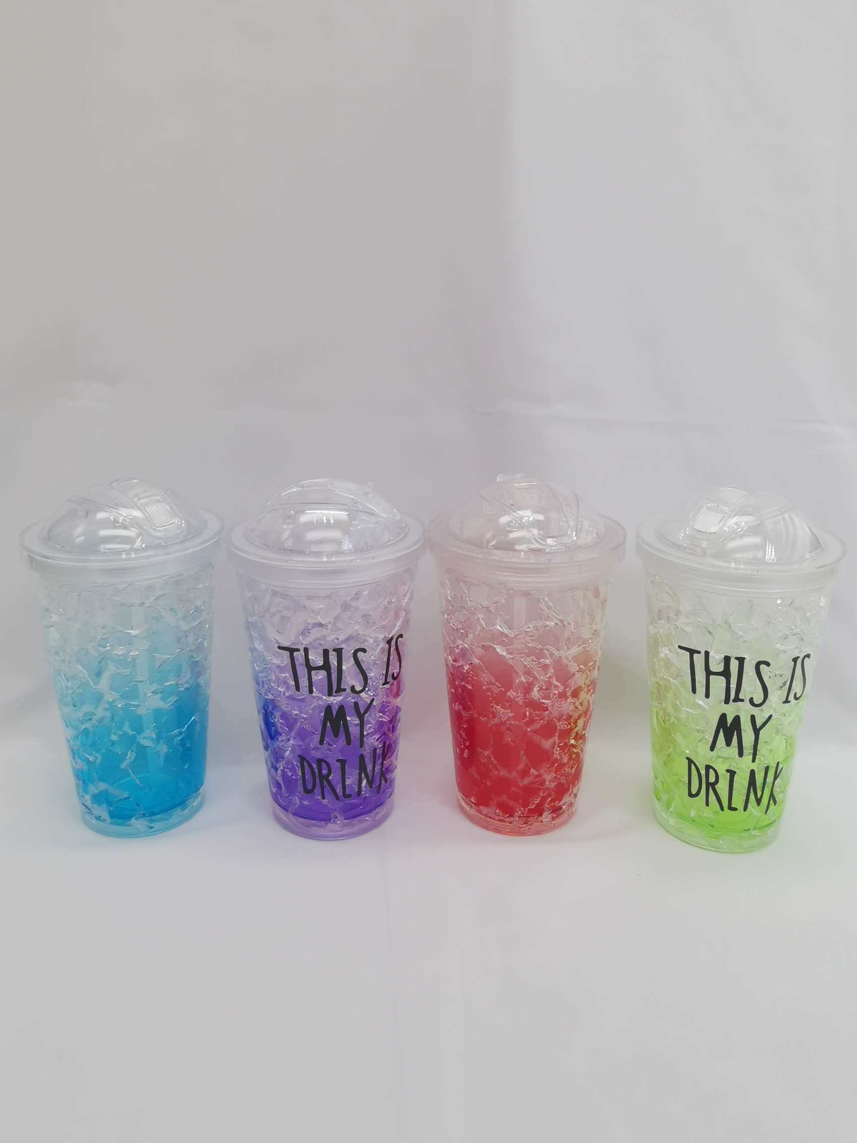 Best-selling summer double-layer plastic color-changing crushed ice cup, cold preservation straw cup, creative outdoor ice cup, summer gel cooling cup details Picture