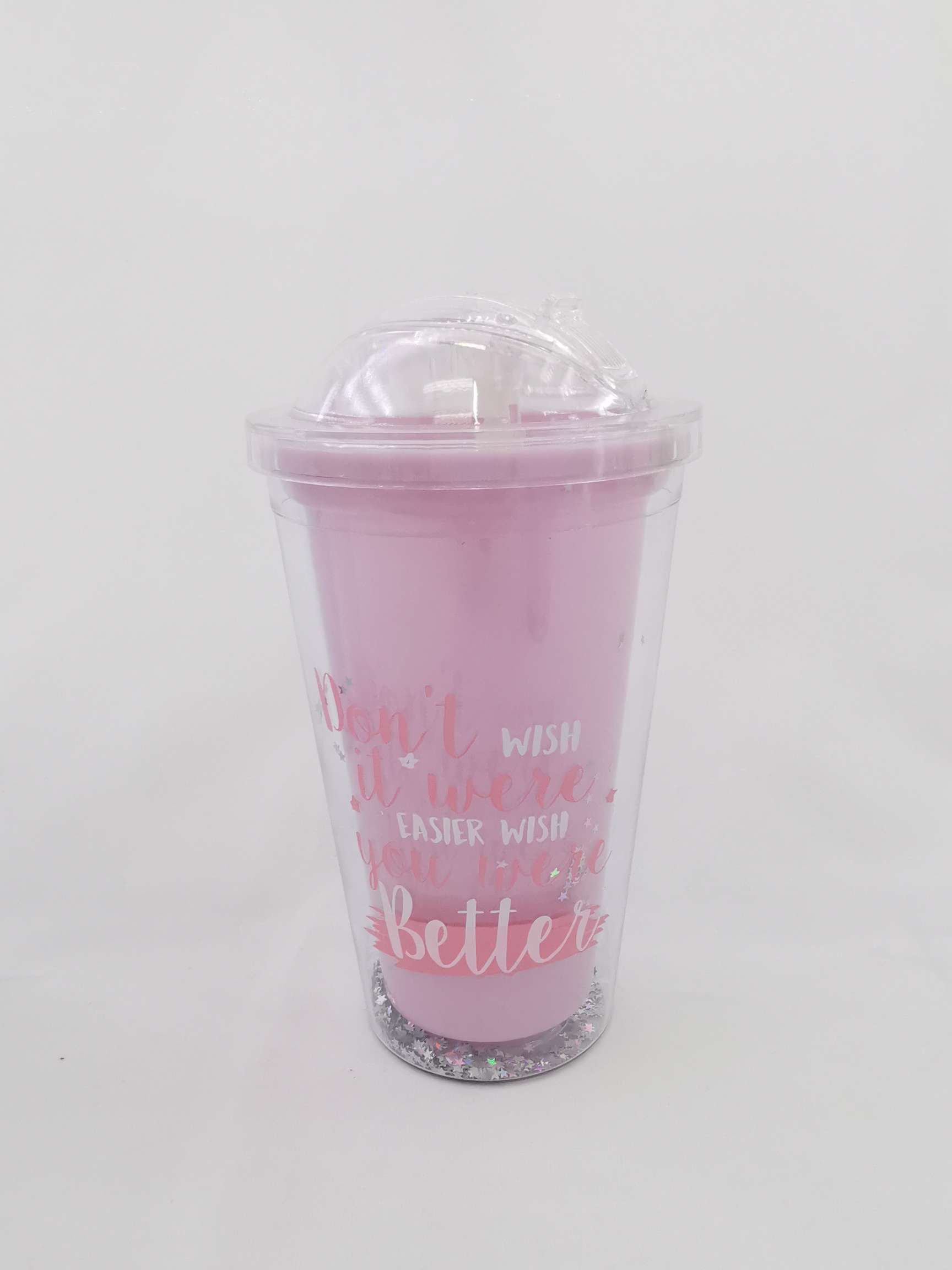 Factory direct sales of double-layer push-lid plastic cups, beverage straw cups, star sequin advertisements, internet-famous cups, and LOGO design Specification image